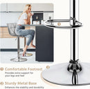 Bar Stools Set Of 2 Adjustable Swivel PU Leather Light Grey