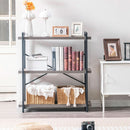 Three Tier Industrial Bookshelf With Rustic Open Metal Frame