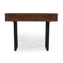 TREXM Solid Wood Entryway Table with Fluted Design, Retro Minimalist Console Table with Storage, Narrow Sofa Table with Metal Legs for Entryway Hallway Living Room(Honey+Black)