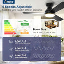 42 Inch Black Low Profile Ceiling Fan With Light And Remote