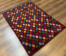 Balouch Rug 3x5, Afghan Rug, Purple-Maroon, Multicolor, Tribal Rug