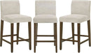 Ivory Upholstered Counter Height Bar Stools Set of Three
