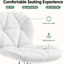 Pair Of White PU Leather Height Adjustable Bar Stools