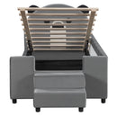 Upholstered Daybed With Bear Shaped Headboard, Hydraulic System And Breathable Fence