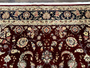 Sino Persian Rug 9x11, Burgundy and Navy Blue, Fine 200 KPSI, Floral Allover