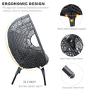 New Grid Style  PE Wicker Weaving Patio Egg Chair with Gray Color Rattan Gray Cushion and Table