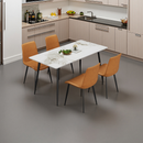 Dining Table with Sintered Stone Tabletop and Metal Legs, 63' Rectangular Modern Kitchen & Dining Room Table With 4 Dining Chairs