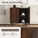 TREXM Wood Accent Cabinet with Storage, Rustic Mango Wood Storage Cabinet with Fluted Design and Adjustable Shelf for Dining Room, Kitchen, and Living Room (Honey)