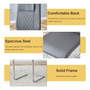 Table and chair set.63'x31.5x30' Luxurious Pandora patterned Sintered Stone Tabletop with Silver Stainless Steel Butterfly Legs.Paried With 6 Dark Gray High-quality PU Chairs With Arched Metal Legs.