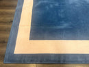 Blue and Cream Square Rug 10x10 ft, Large Square Carpet