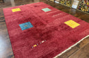 Modern Indo Persian Gabbeh Rug 7x10, Red, Tribal Area Rug