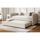 Modern Style Twin Size Upholstered Daybed with Trundle for Guest Room, Small Bedroom, Study Room, Beige