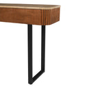 TREXM Solid Wood Entryway Table with Fluted Design, Retro Minimalist Console Table with Storage, Narrow Sofa Table with Metal Legs for Entryway Hallway Living Room(Natural+Black)