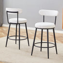 Fashionable Ergonomic High Legged Bar Chairs with White Fabric Cushions, 35.5 Inches Tall, Black and White Color.Set of 2.