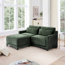 Elegant Green Chenille Two-Seater Sofa with Ottoman & Lumbar Pillows, Ergonomic Design, Easy Install