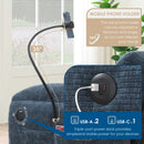 [VIDEO Provided] 140' Modular Sectional Sofa, U-Shape with 31.5' Extra-Wide Seat Cushion, USB and Type-C Charger, Phone Holder and 2 Side Storage Pockets, Free Movement Ottoman, Striped Chenille