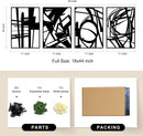 Black Abstract Metal Wall Art 4 Pack Minimalist 3D