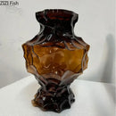 Aesthetic amber irregular glass vase bedroom flower pot