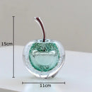 Aesthetic green and gold glass fruit sculpture desk ornament bedroom