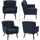 Button Tufted Swivel Accent Chair With Leather Upholstery