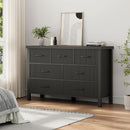 Fluted Contemporary White Dresser With Black Handles
