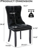 Black Velvet Tufted Dining Chairs With Nailhead Trim Set of 2