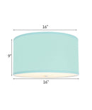 Moderne Flush Mount Conversion Kit 16"w Island Paradise Linen Drum Lampshade