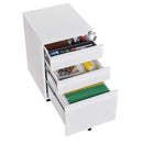 Modern 3-Drawer Mobile Filing Cabinet with Lock, White Metal Office Storage, Legal/Letter Size