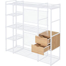 Open-Style Wardrobe with Hanging Rails, Shelves and Drawers, White