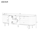 U-Can Modern TV Stand for TVs up to 80 Inches, Entertainment Center with 4 Drawers and 1 Cabinet, Wood TV Console Table with Metal Legs and Handles for Living room(Old SKU:SJ000117AAB)