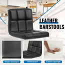 Set Of 2 Adjustable Swivel Bar Stools Black PU Leather