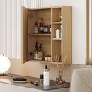 Natural Wood Grain Multi-Function Mirror Cabinet - Clear Mirror and Storage Space. MDF material mirror cabinet,a separate wall mounted bathroom mirror for storage and space saving.