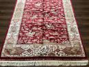 Turkish Silk Hunting Scene Rug 5 x 7.6, Red & Ivory, Bamboo Silk, New