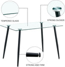 51 Inch Glass Dining Table For 4 With Tempered Glass Top