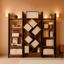 Rustic Brown 5 Tier Wooden Bookcase With Metal Frame