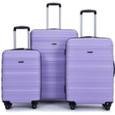 Expandable 3 Piece Luggage Sets PC Lightweight & Durable Suitcase with Two Hooks, Spinner Wheels, TSA Lock, (21/25/29) Purple