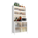 73'' Tall Kitchen Pantry Cabinet , 6 Level Flip Door with Pegboard Metal Pantry Storage Cabinet, Anti-Tip Design Hutch for Kitchen, Dining Room, Living Room (White)