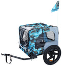 Outdoor Heavy Duty Collapsible Pet Bike Trailer with 16-Inch All-Terrain Wheels & Universal Hitch – Foldable Dog/Cargo Carrier Cart for Bicycles, blue, grey
