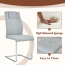 Table and chair set.63'x31.5x30' Luxurious Snow Mountain Patterned Sintered Stone Table with Silver Metal Butterfly Legs.Paried With 4 Light Gray High-quality PU Chairs With Arched Metal Legs.