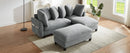 Modern L-Shaped Sectional Sofa with Storage, Movable Ottoman, and Throw Pillows, Grey Chenille, 83'
