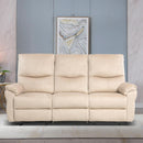 Beige Power Reclining Sofa For Living Room Comfort