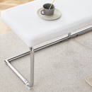 White shoe changing stool, silver metal legs, sofa stool dining chair, suitable for bedroom, fitting room, storage room, dining room, living room. 005