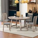 TREXM 5-Piece Wood Dining Table Set Round Extendable with Chairs Natural Wood Wash Solid Wood Construction