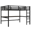 Metal Queen Size Loft Bed with Power Outlet and LED Lighted, Space-Saving, Noise Reduced, Black
