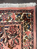 Persian Runner Rug 2.9 x 13.6, Semi Antique Vintage Persian Sarouk Hallway Rug, Wool Oriental Runner, Salmon and Cream, Floral Allover Hand Knotted