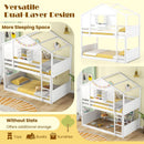 Twin Over Twin White Wood House Bunk Bed For Kids Room