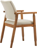 Mid Century Modern Walnut Dining Chairs With Beige Fabric