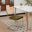 Dining Chairs Set of 2, Velvet Rattan Side Accent Chairs with Chrome Legs, Modern Mid Century Breuer Designed Chairs, Upholstered Dining Living Room Kitchen Chairs (Olive Green-2pcs)