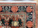 Indo Persian Bidjar Rug 8x10, Red and Black, Handmade Vintage Wool Carpet