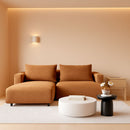 Corduroy Sectional Sofa Orange Brown L Shaped Chaise
